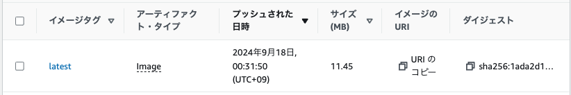ECRにプッシュされたイメージ