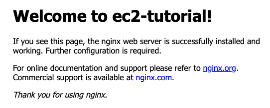 インスタンス名を表示するように変更したnginxページ