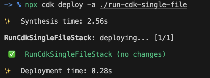 cdk deployを再実行した様子